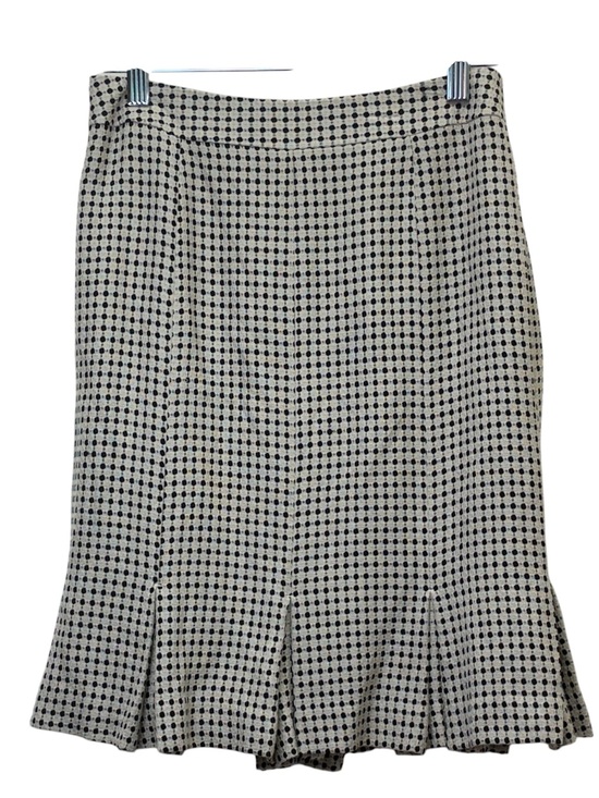 Ann Taylor Dresses & Skirts - Ann‎ Taylor LOFT Black Cream Micro Dot Grid Flounce Skirt Classic A-Line Size 2P